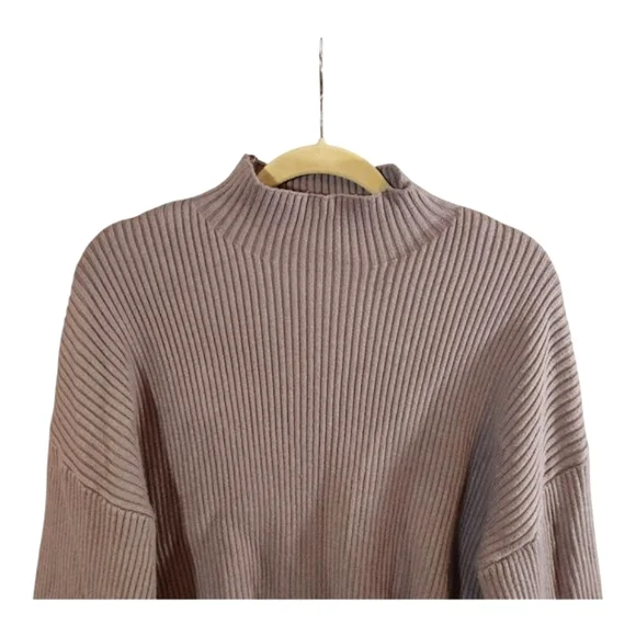 Zara Boxy Fit Ribbed Mock Neck Drop Shoulder Sweater in Mauve Women's Small - Picture 3 of 6